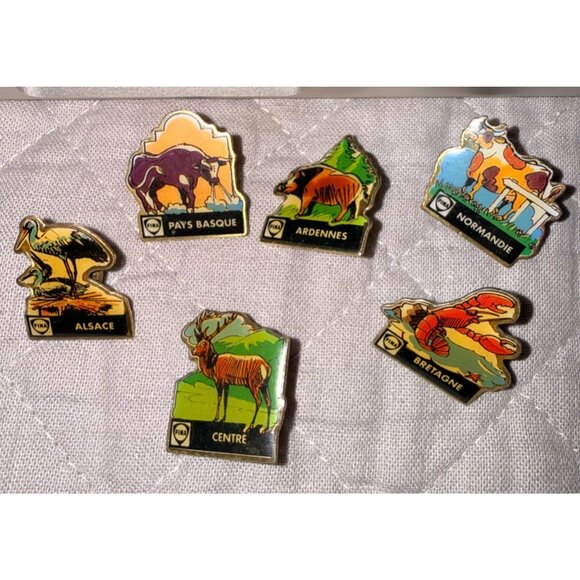 Vintage FINA France Regions & Animals Collectible Enamel Pins Rare Collectibles - Picture 1 of 8